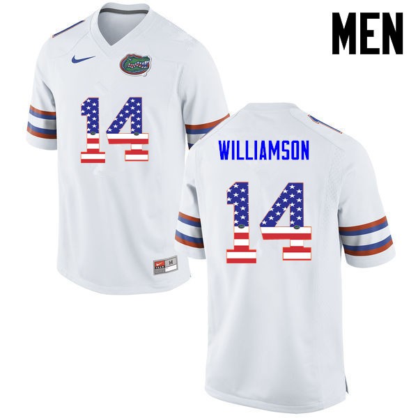 Florida Gators Men #14 Chris Williamson College Football Jersey USA Flag Fashion White